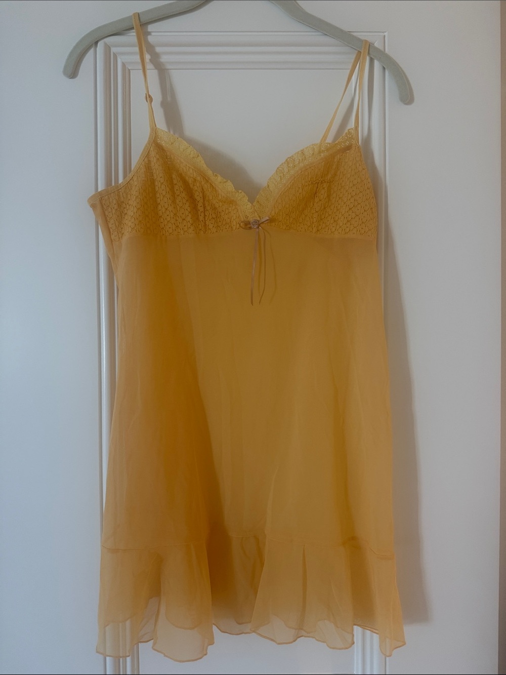 Victoria's Secret Yellow Lace-Trim Slip Chemise